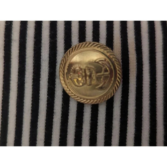 Cabi Life Jacket Double Breasted Navy Black White Stripe Small Nautical Stretch - Picture 5 of 15